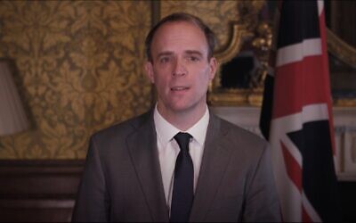 Dominic Raab speaking during the event