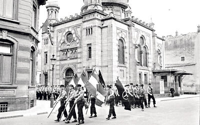 Nazi parade by a synagogue in Luxembourg
