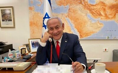 Benjamin Netanyahu speaking on the phone to Joe Biden