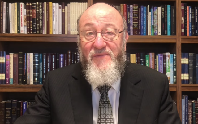 Chief Rabbi Mirvis spoke of the need to celebrate safely in a video message