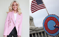 Melissa Rein Lively and a QAnon flag