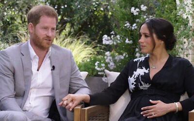 Duke and Duchess of Sussex during their interview with Oprah Winfrey (ITV Hub /Harpo Productions/CBS / PA Media)