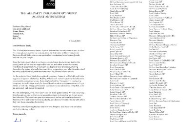 Letter sent by the APPG Against Antisemitism