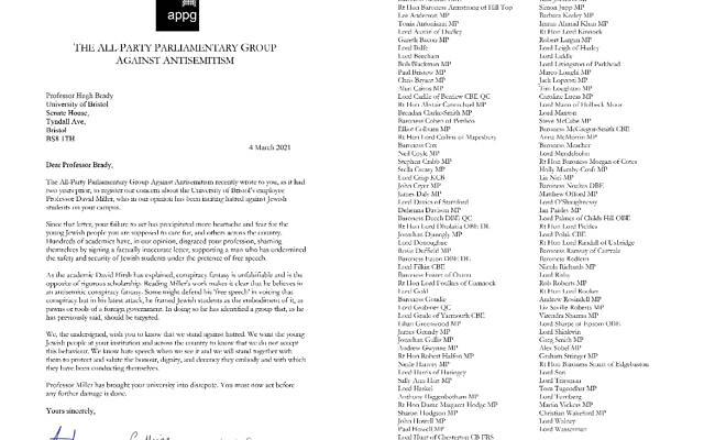 Letter sent by the APPG Against Antisemitism