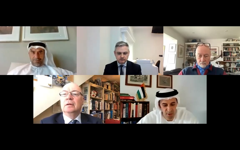 The panel event was chaired by former Foreign Office minister Alistair Burt (bottom left) (Photo: Emirates Society)