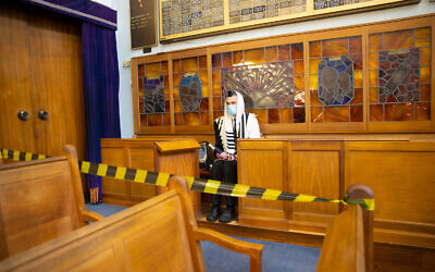Synagogue in Edgware under Covid restrictions early in the pandemic.  (Marc Morris Photography)