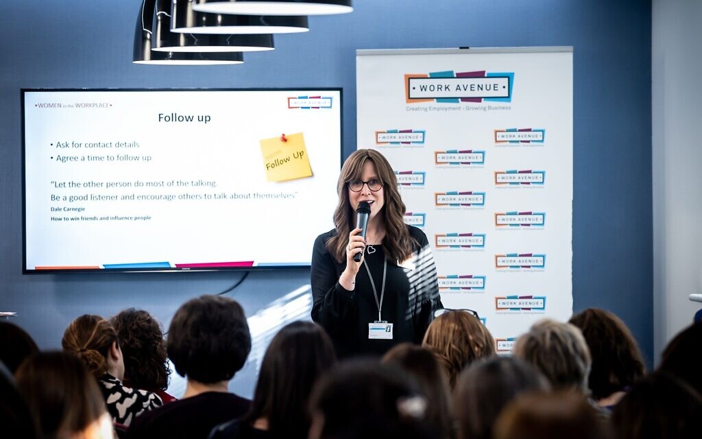Debbie Sheldon speaking at a Work Avenue event
