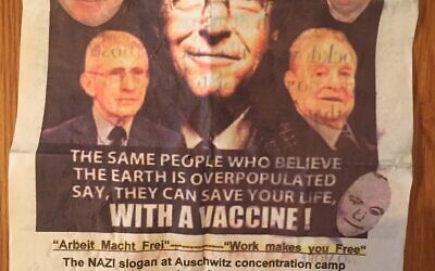 The leaflets compare the vaccines to the Holocaust