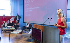 Business is an adventure event at the Peres Centre for Peace with Virgin Atlantic founder Sir Richard Branson and CEO Shai Weiss in Tel Aviv, Israel.