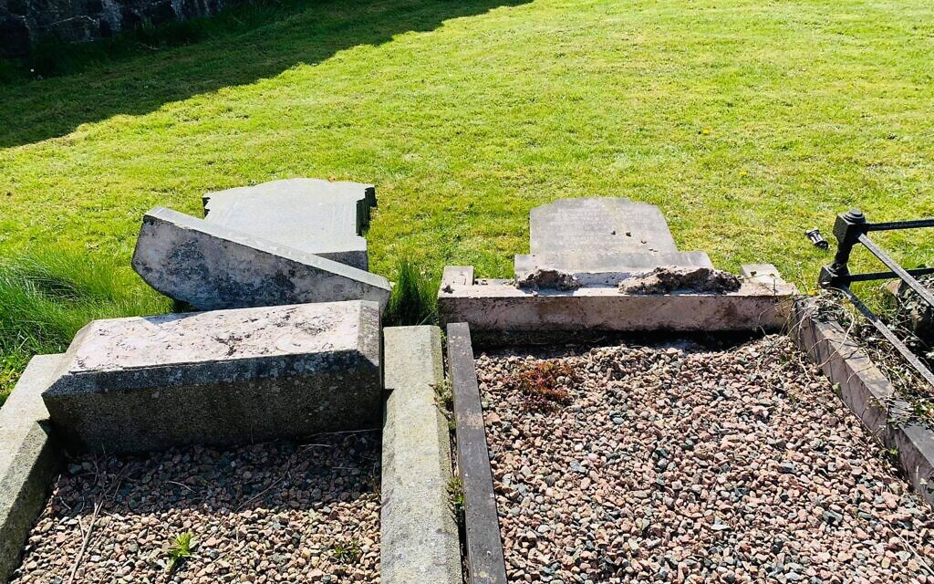 Vandalism at the Jewish cemetery in Belfast (Credit: Steven Corr)