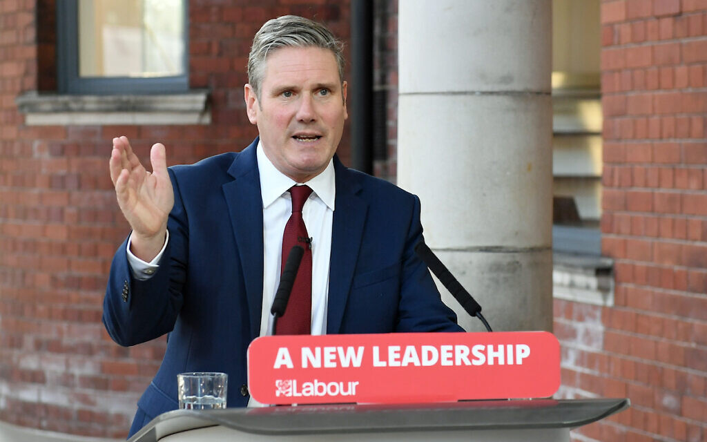 Labour leader Sir Keir Starmer delivers his keynote speech during the party's last online conference.