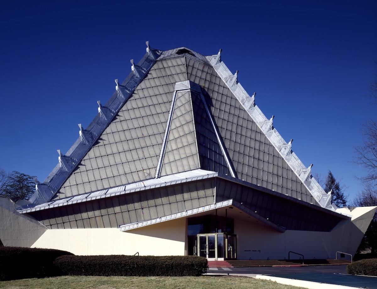 Beth Shalom Synagogue, built in 1960 in suburban Montgomery County outside Philadelphia to architecturally suggest Mount Sinai.