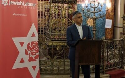 Sadiq Khan speaking at a Jewish Labour Movement event