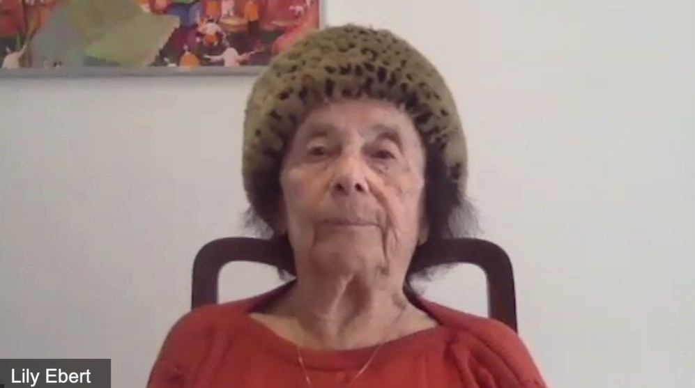 Lily Ebert speaking on Yom HaShoah