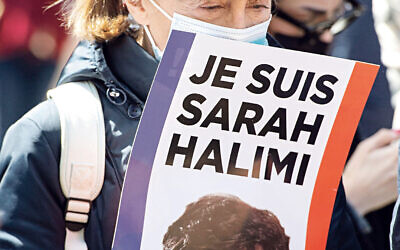 Protestors take part in a demonstration against antisemitism in France, outside the French Embassy in Knightsbridge, London, following a decision by FranceOs highest court to spare the killer of Sarah Halimi from trial because the alleged perpetrator was high on cannabis at the time of the crime. Picture date: Sunday April 25, 2021.