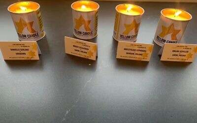 Debra's friend Karen posted a photo of the yellow candles online - without knowing one of them was in memory of Debra's aunt (left)