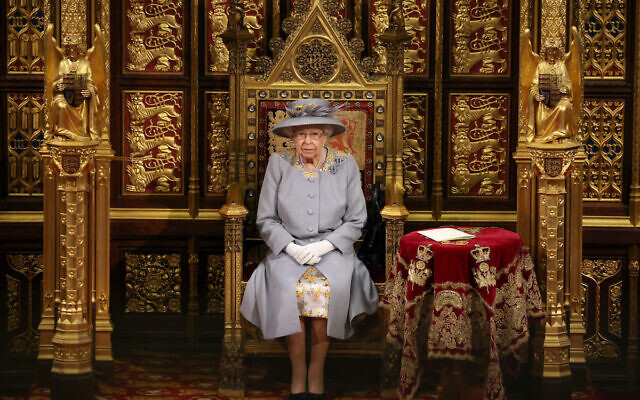 Queen Elizabeth II before she delivers a speech from the throne in House of Lords