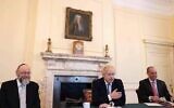 Prime Minister Boris Johnson with Chief Rabbi Ephraim Mirvis and the Downing Street Chief of Staff, Dan Rosenfield.