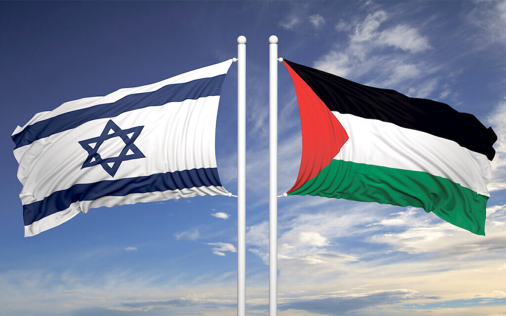 Israeli and Palestinian flags