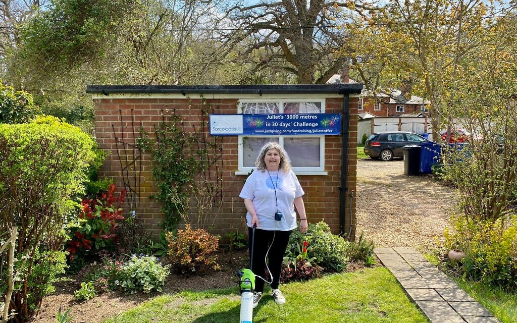 Juliet Coffer walked 4,100 metres in a month despite her incurable condition.