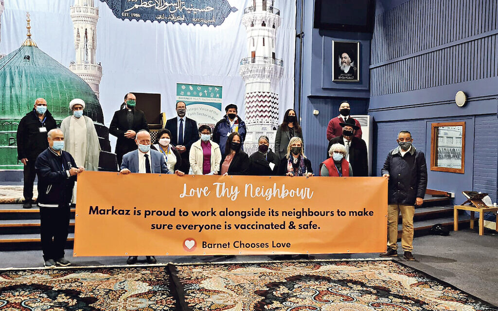 Interfaith leaders at the Markaz El Tathgheef El Eslami Islamic centre in Golders Green, promoting vaccinations