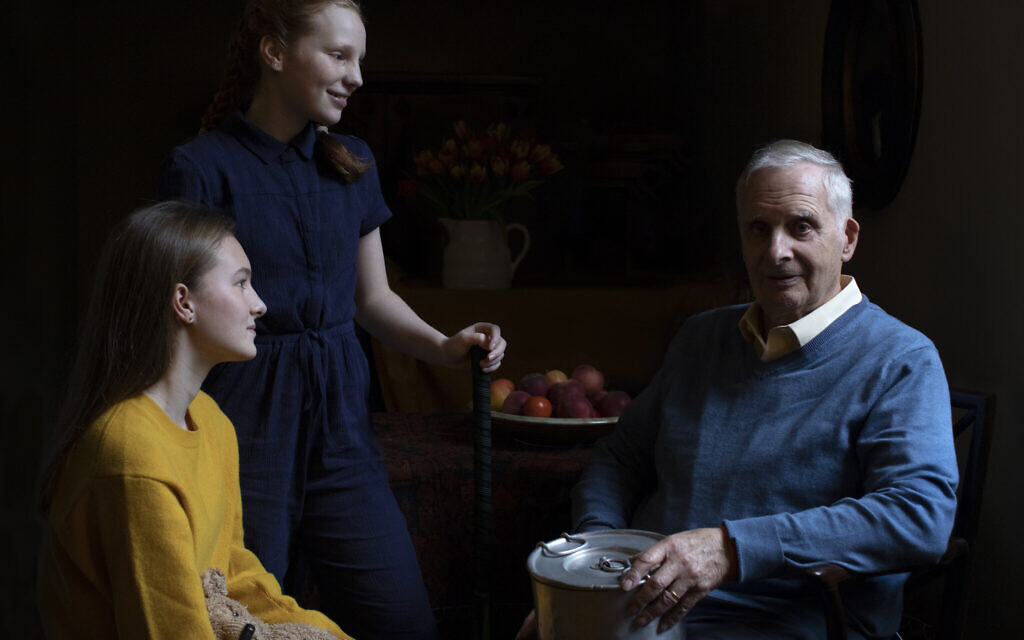 Steven Frank BEM, aged 84, with his granddaughters Maggie and Trixie. Steven survived multiple concentration camps as a child. (© The Duchess of Cambridge. )