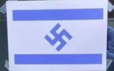 Poster with a swastika in the middle of an Israeli flag spotted on Royal Holloway campus