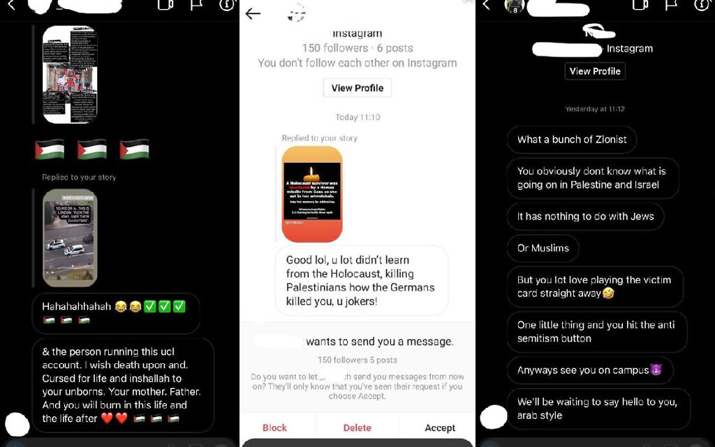 Some of the abuse sent to students at UCL