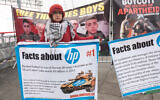 Protest against Hewlett Packard over its contracts with Israel.
 Credit: Peter Marshall/Alamy Live News