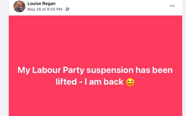 Louise Regan's Facebook post claiming she's back