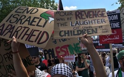 A placard quotes the words of IRA terrorist Bobby Sands who said that Ireland's revenge on the UK will be the "laughter of our children".