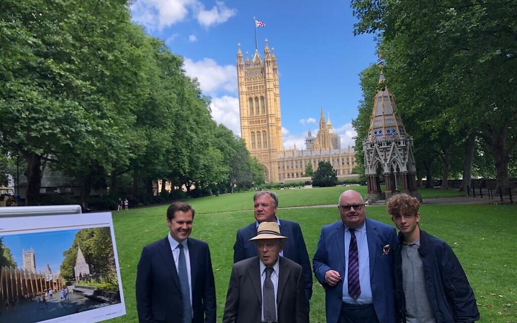 Ed Balls and Lord Eric Pickles after the Holocaust Memorial decision was announced by Chris Pincher MP.