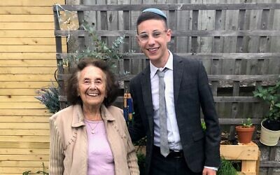 Dov Forman with his great-grandma Lily Ebert