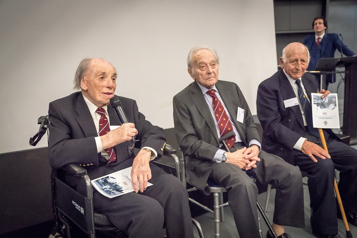 Lawrence 'Benny' Goodman (second left) at a Hidden Heroes event at the RAF Museum in London.  Photo: Richard Gray