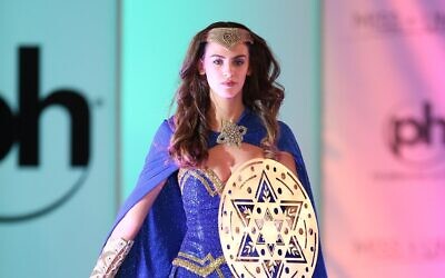Israeli model Adar Gandelsman, dressed as a Maccabee warrior, took part in the Miss Universe 2017 pageant.  (Photo: MJT/AdMedia/Newscom/Alamy Live News)