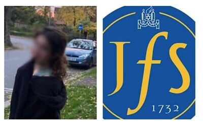 Blurred picture of Mia Jenin from the petition launched in her honour, and the logo of JFS.