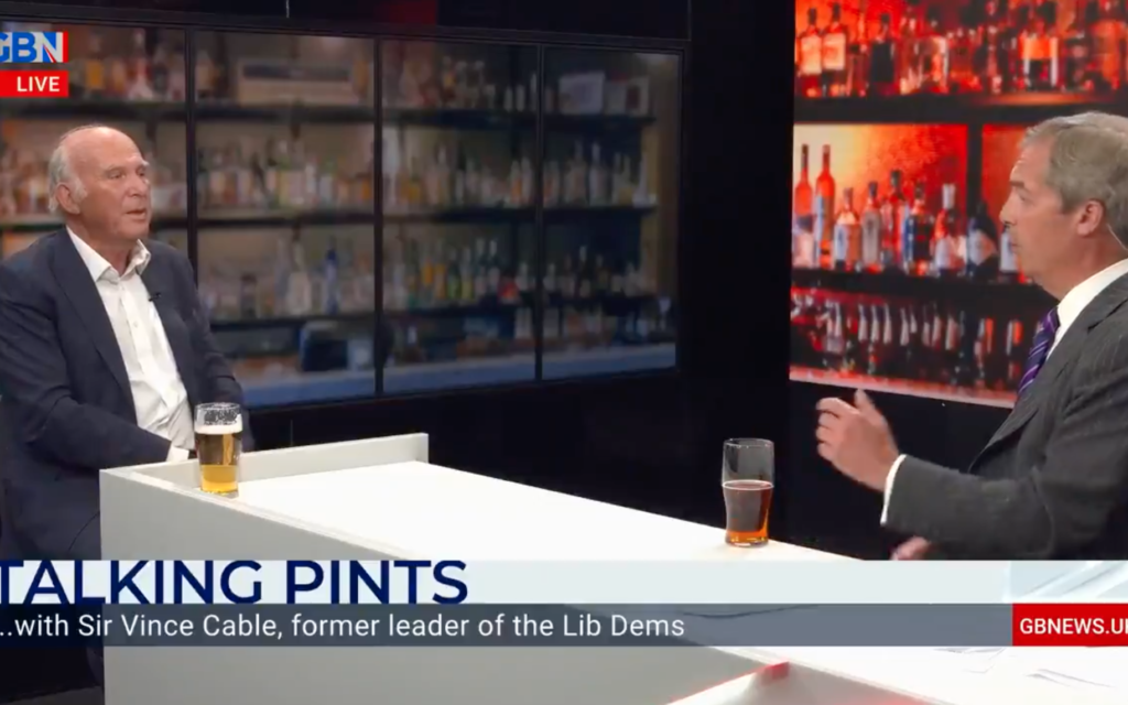 Screenshot of Vince Cable speaking to Nigel Farage about Uyghur Muslims