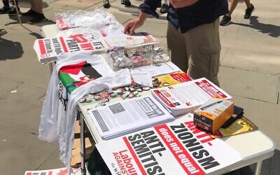 Labour Against The Witchhunt stall at protest against NEC move outside party HQ on Tuesday