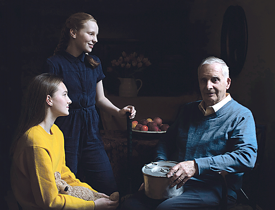 Steven Frank, aged 84, with his granddaughters Maggie and Trixie. Steven survived multiple concentration camps as a child. Credit: The Duchess of Cambridge