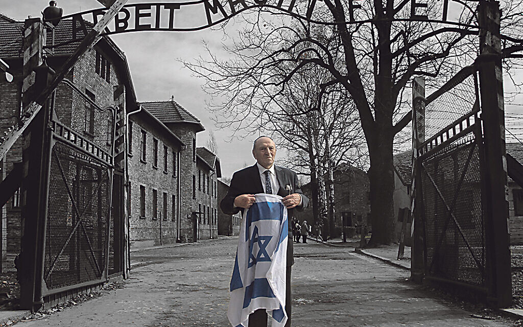 Leslie Kleinman during an Aish on Campus trip to Auschwitz in 2019 (Photo by Jake Blunenow)