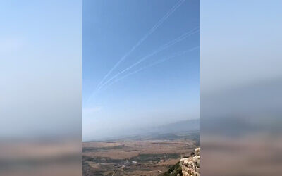 The rockets being fired from southern Lebanon on Friday morning (Photo: IDF)