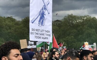 Banner at pro-Palestine rally Equity had backed accusing Jews of being Christ-killers