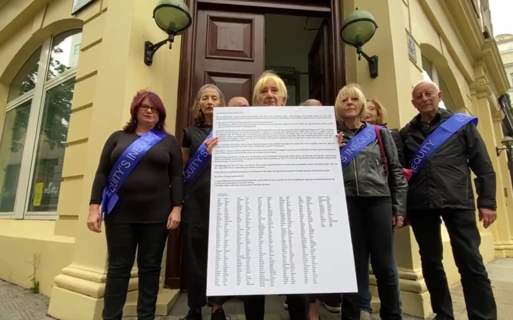 Protestors outside the union's HQ yesterday