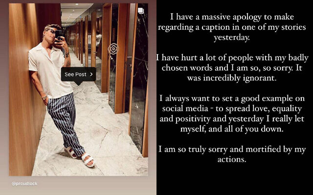 Oliver Proudlock's post, with his apology