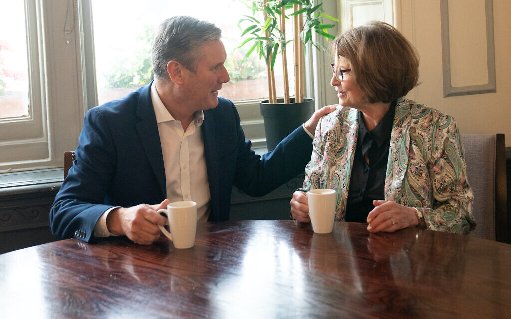 Labour leader Si rKeir Starmer welcomes Louise Ellman to the Labour Party conference in Brighton.