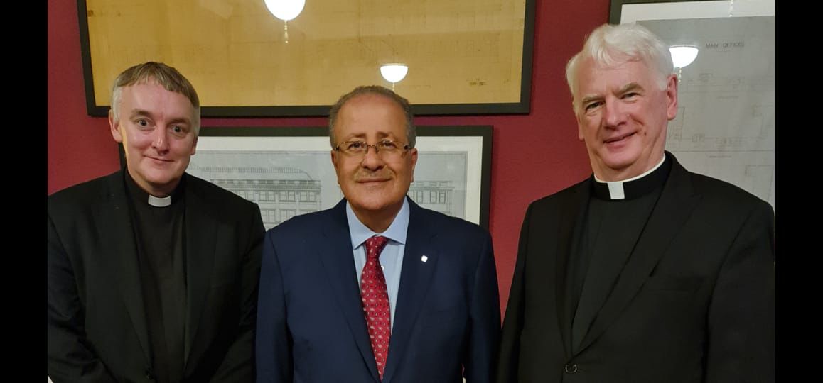 (L-R) Father Dr Edward McGee, HE Dr Mohammed Al-Hadid, Bishop Noel Treanor (Credit: Yakir Zur)