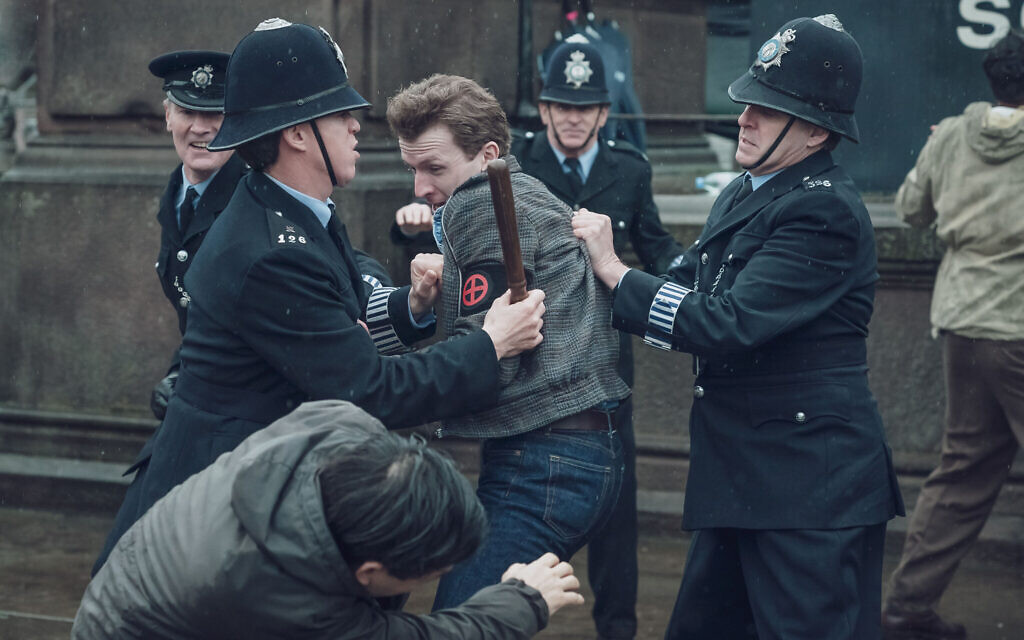 Jack Morris (Tom Varey) is led away by police. Credit: Ben Blackall