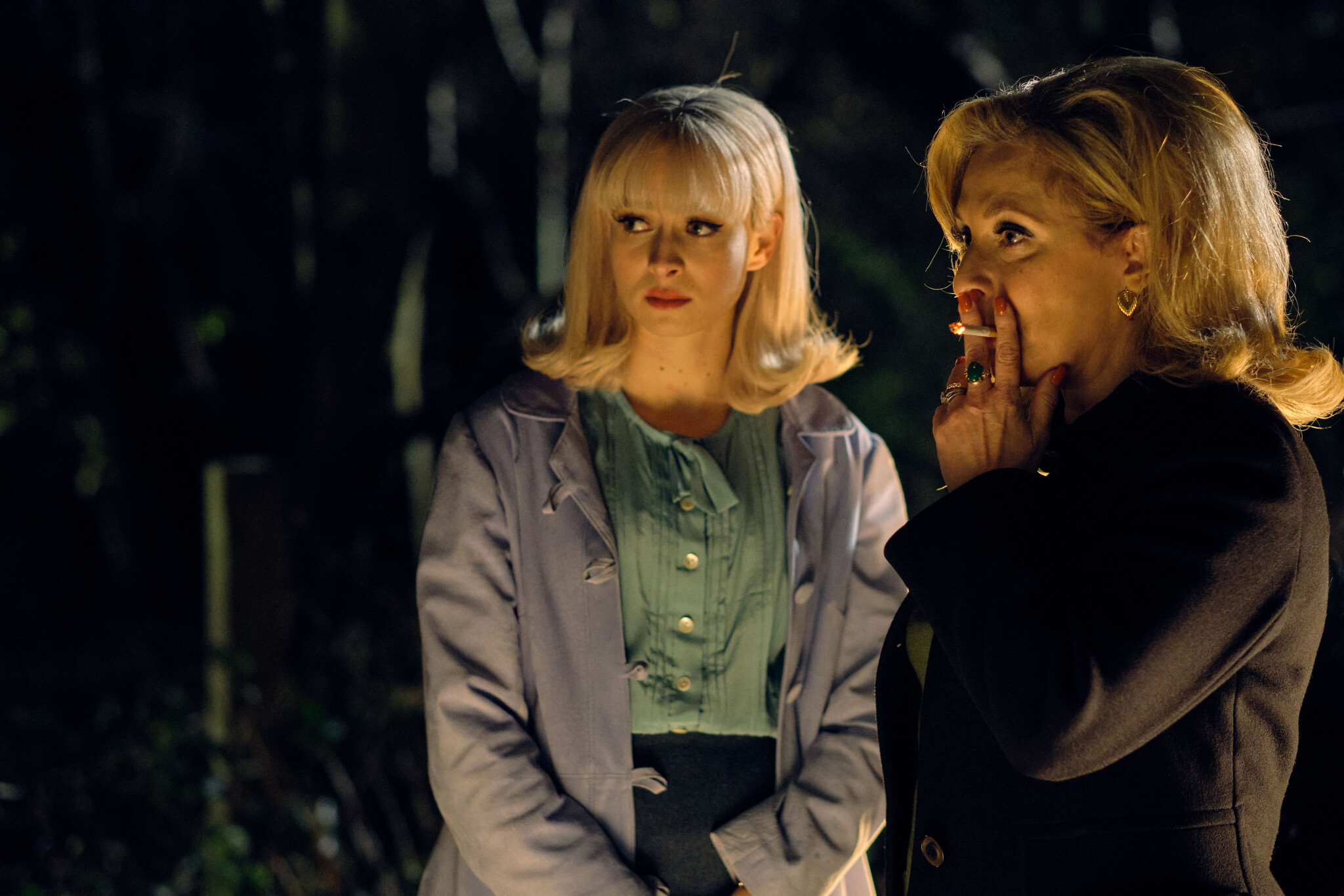 Nancy Malinovsky (Tracy-Ann Oberman), pictured right, with Vivien Epstein (Agnes O'Casey). Credit: Matt Squire