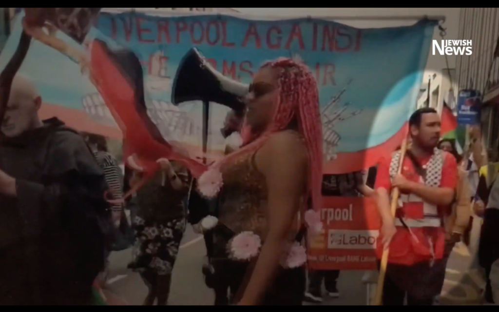 Cllr Sam Gorst (right) alongside Corbyn at the demo
