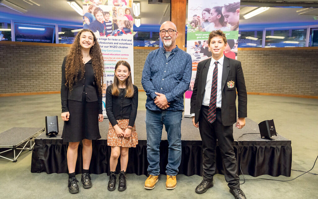 Author Ivor Baddiel with Ariella Garren (sister of Maya, winner of the secondary category), Daisy Williams and Daniel Shaw